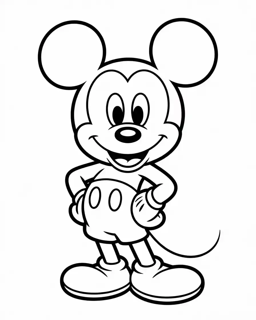 Mickey Mouse Coloring Pages 12 kawaii chibi mickey mouse with hands on his hips coloring pages