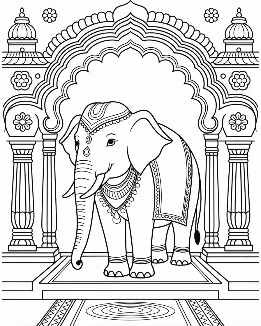 majestic elephant at palace entrance 1