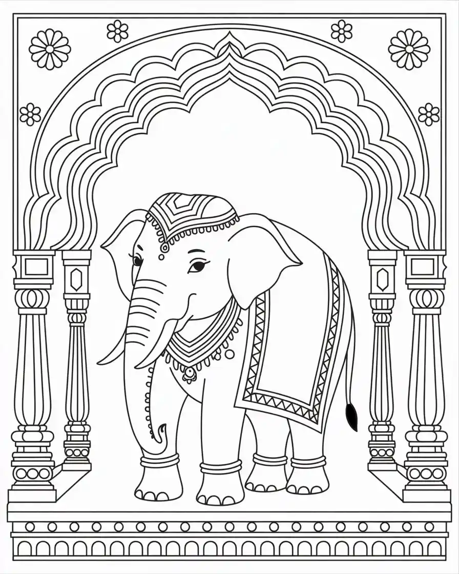 majestic elephant at palace entrance