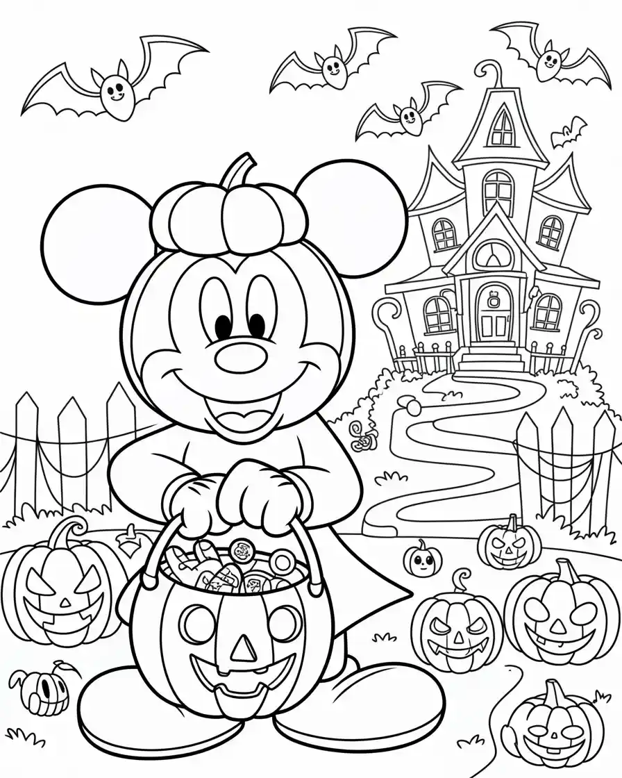 Mickey Mouse Coloring Pages 17 mickey mouse dressed as a jack o lantern trick or treating