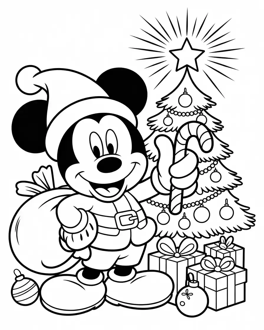 Mickey Mouse Coloring Pages 18 mickey mouse dressed as a santa coloring page