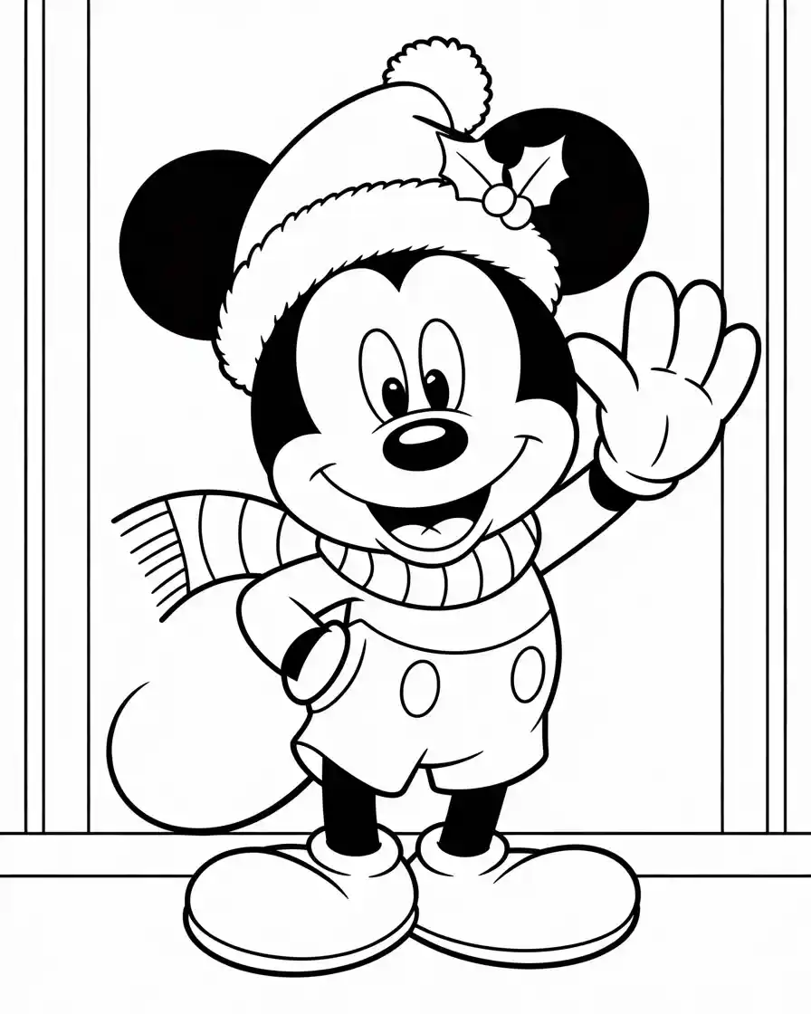 Mickey Mouse Coloring Pages 19 mickey mouse dressed in christmas clothing