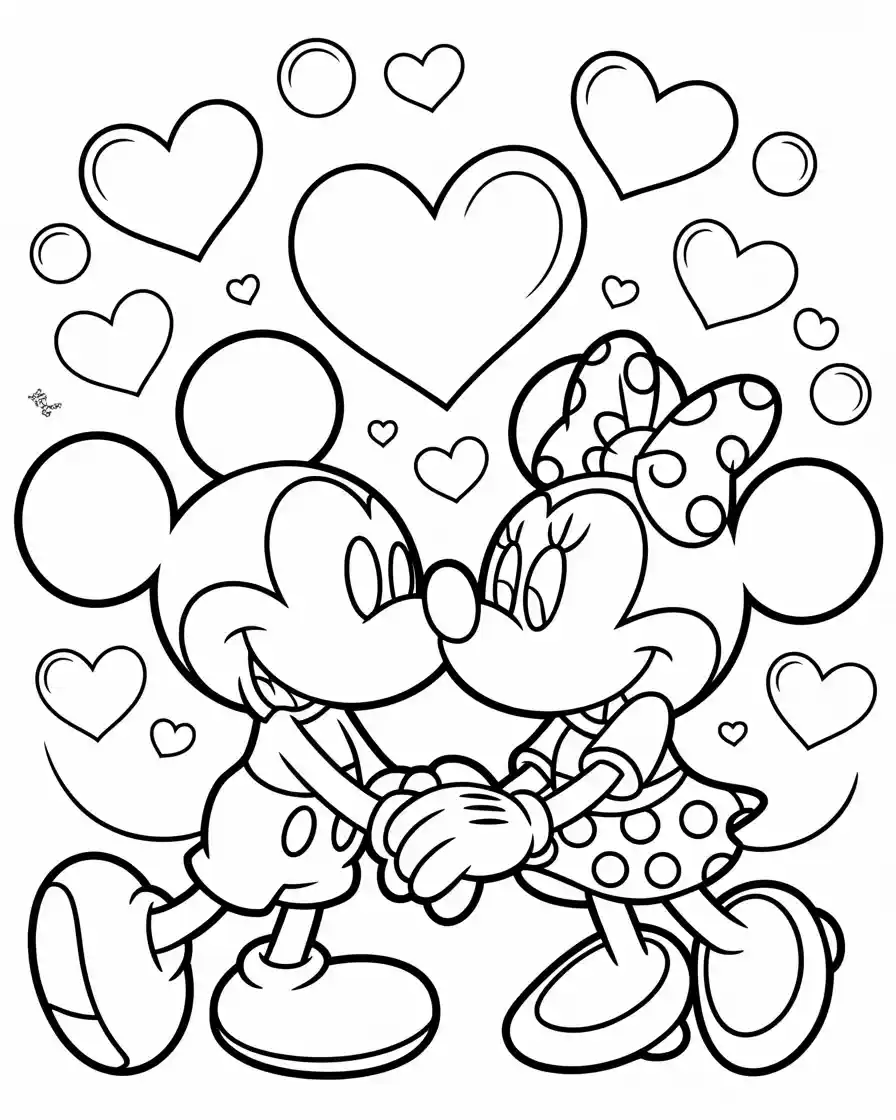 Mickey Mouse Coloring Pages 22 mickey mouse kissing minnie coloring sheet