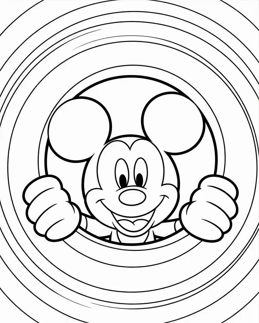 Mickey Mouse Coloring Pages 23 mickey mouse peering through hole