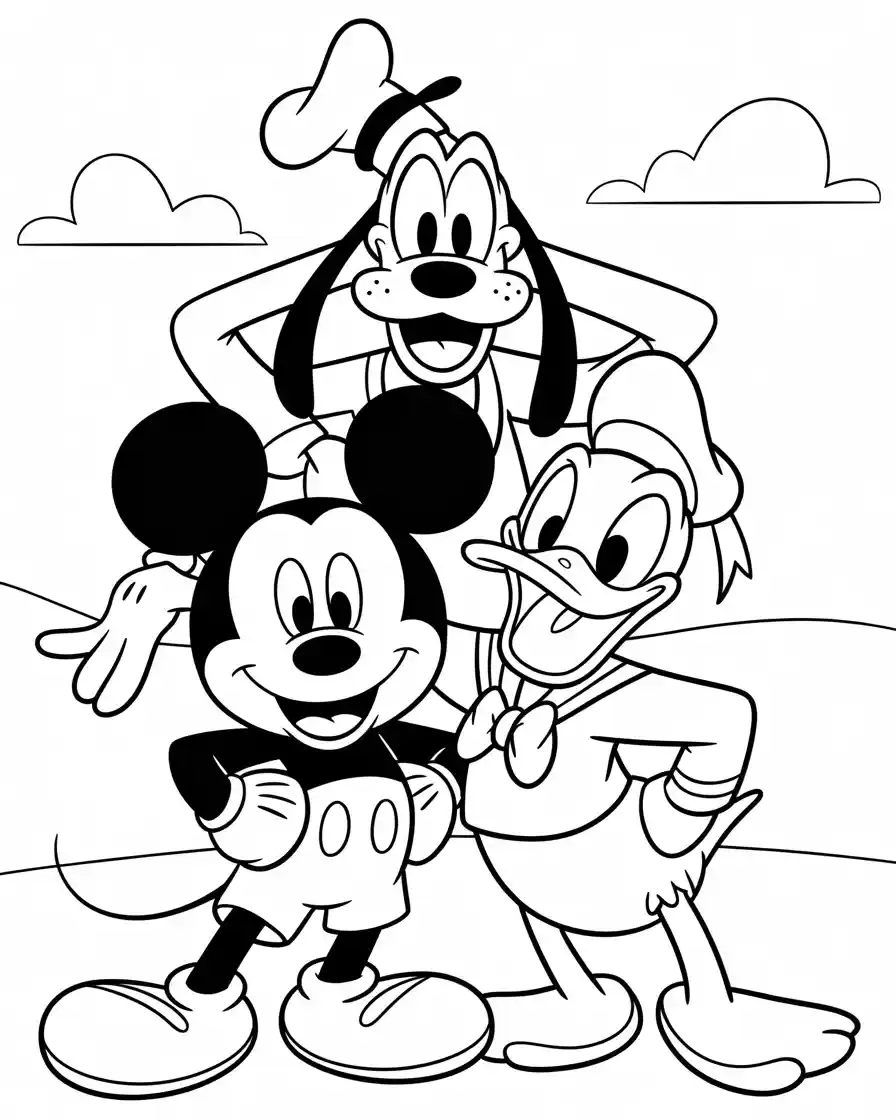 Mickey Mouse Coloring Pages 28 mickey mouse with donald duck and goofy to color
