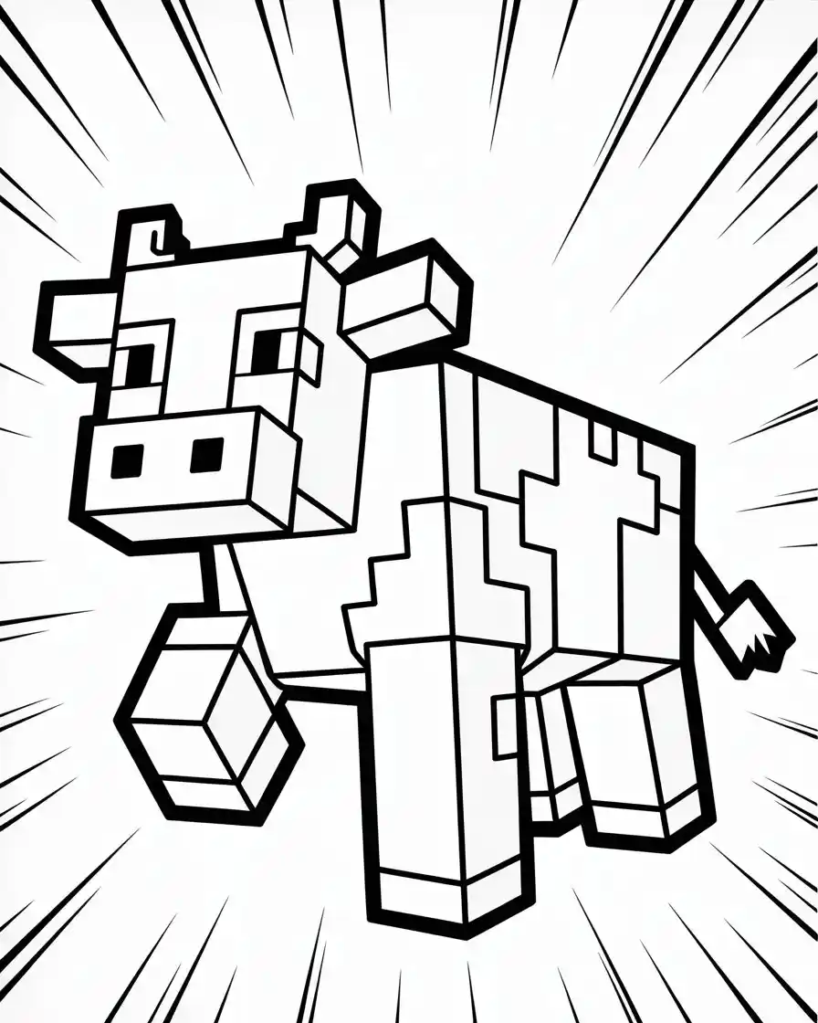 minecraft cow coloring page for kids
