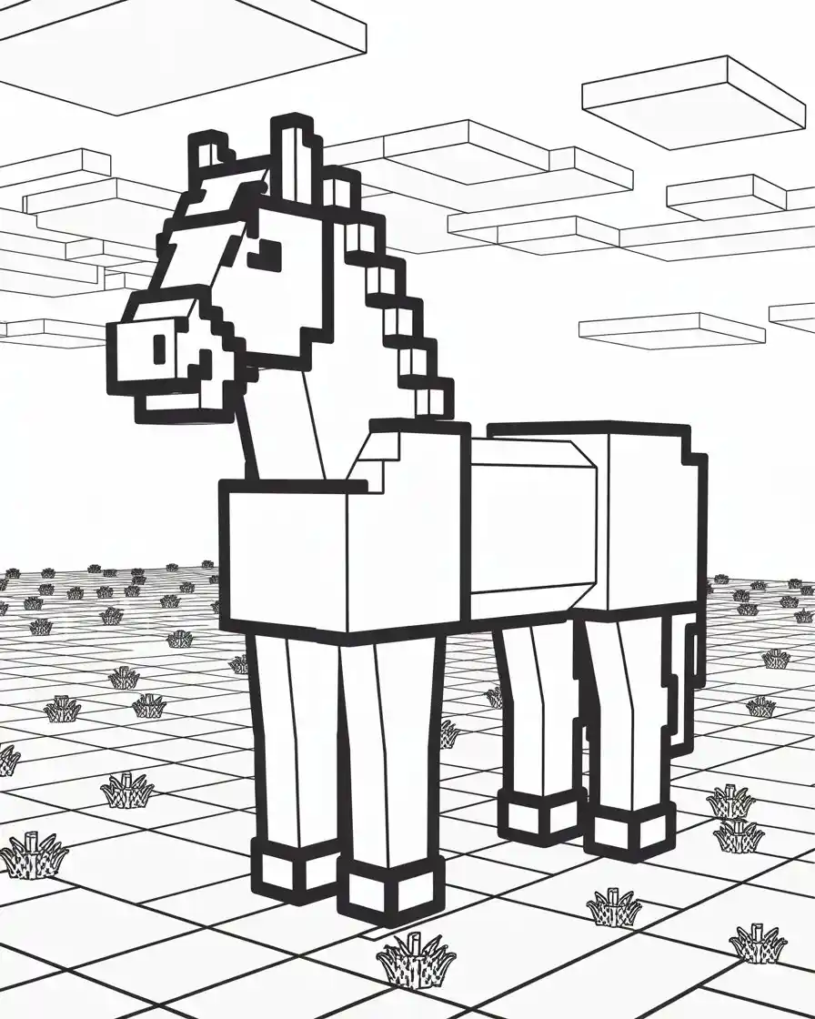 Horse Coloring Pages 36 minecraft pixelated horse