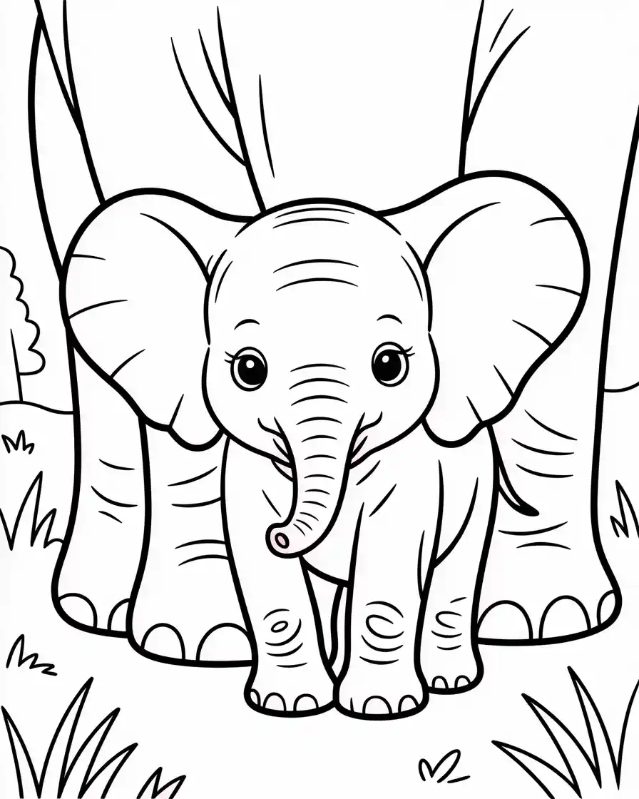 newborn elephant with mom