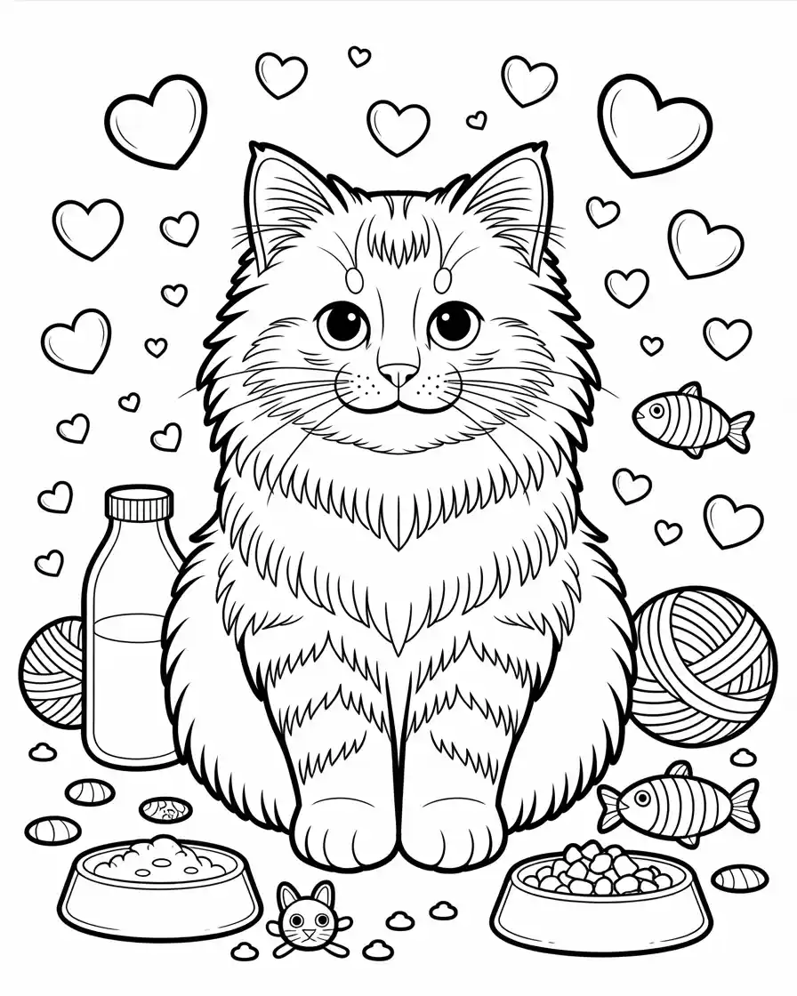 norwegian forest cat coloring sheet
