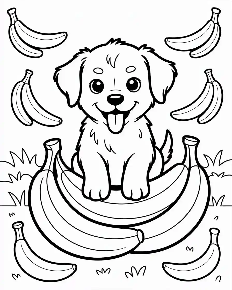 Dog Coloring Pages 60 puppy on banana coloring page