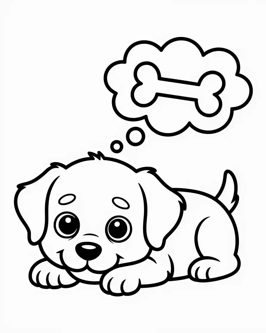 Dog Coloring Pages 61 puppy thinking about treats