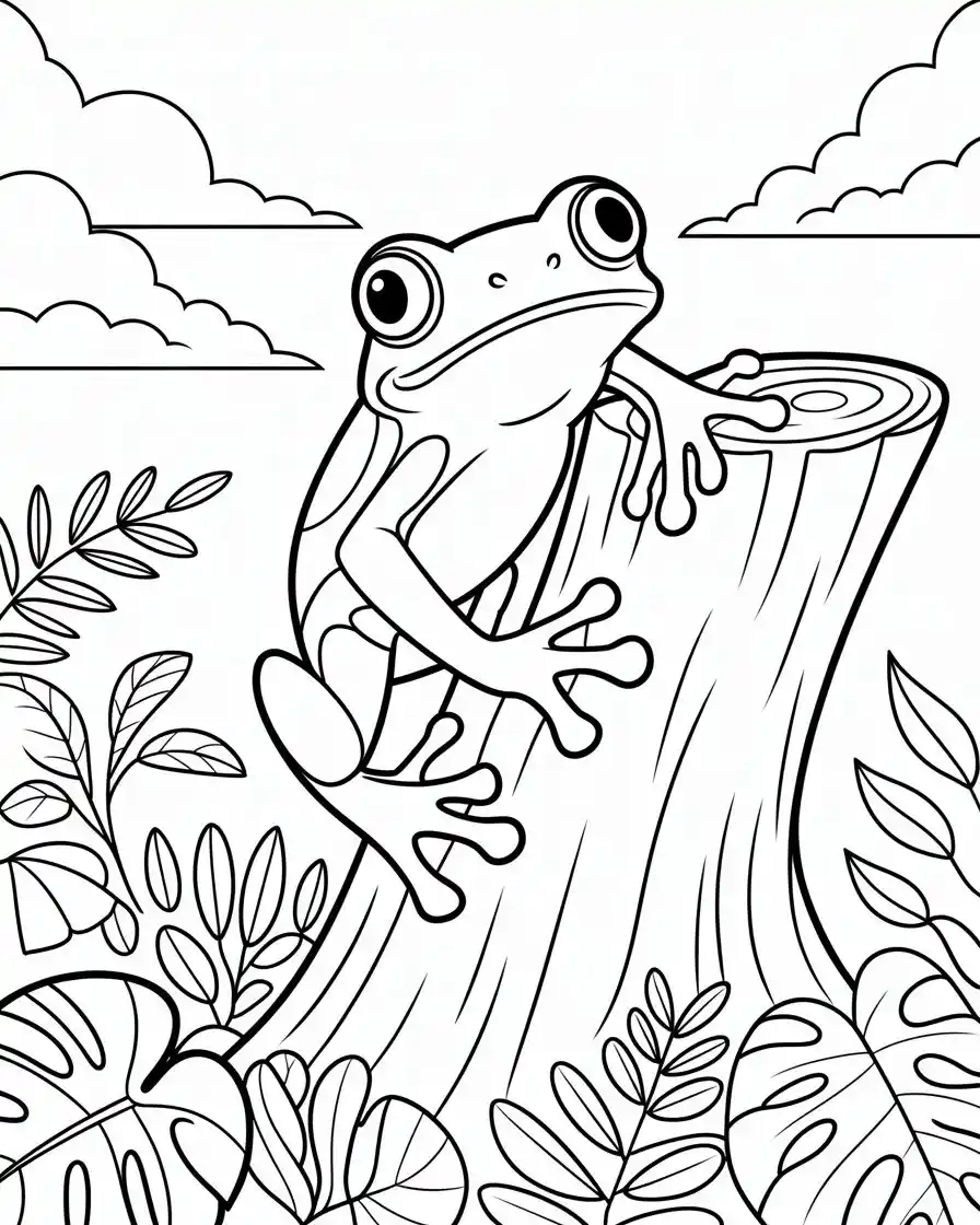 Frog Coloring Pages 25 red eye tree frog on log coloring page 1