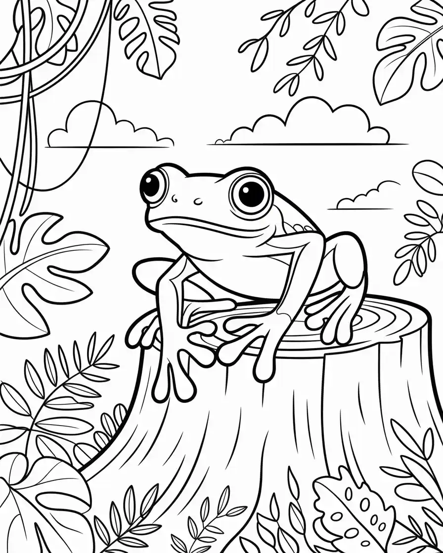 Frog Coloring Pages 26 red eye tree frog on log coloring page