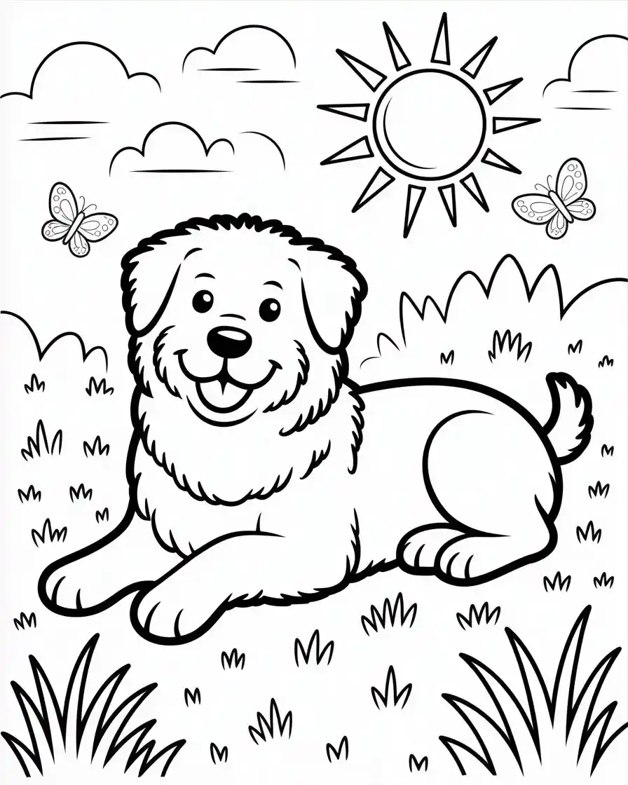 Dog Coloring Pages 65 sheepdog resting in the field