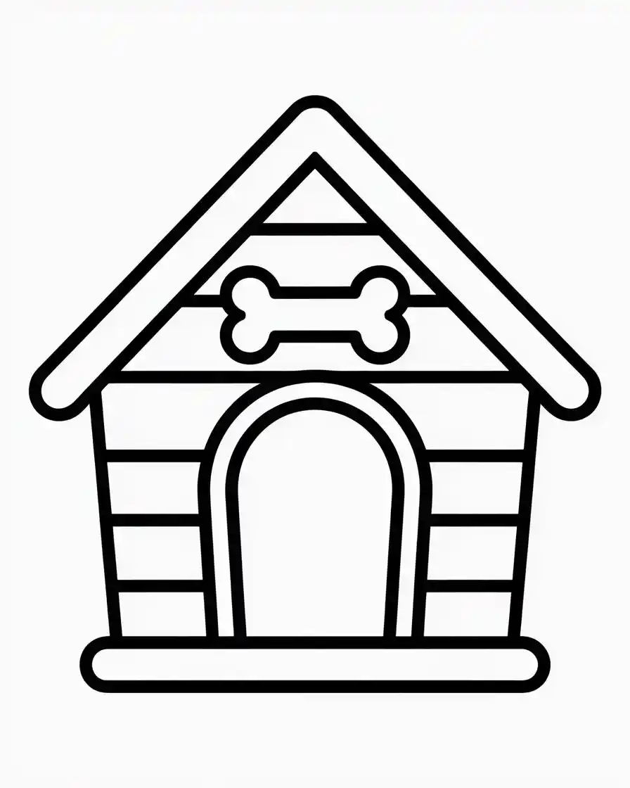 Dog Coloring Pages 66 simple dog house outline 1