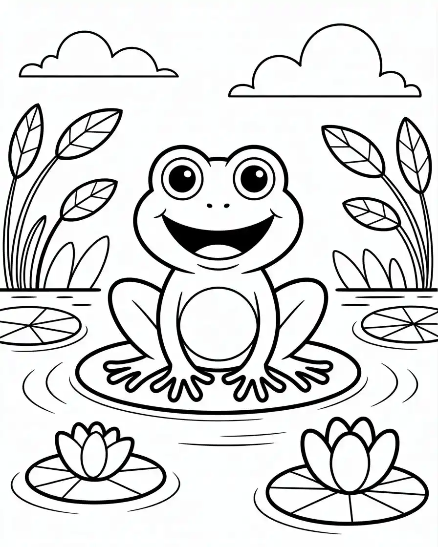 Frog Coloring Pages 29 simple outline cartoon frog coloring page
