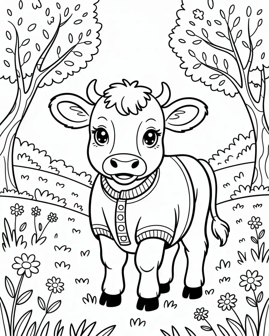 smiling cow for coloring