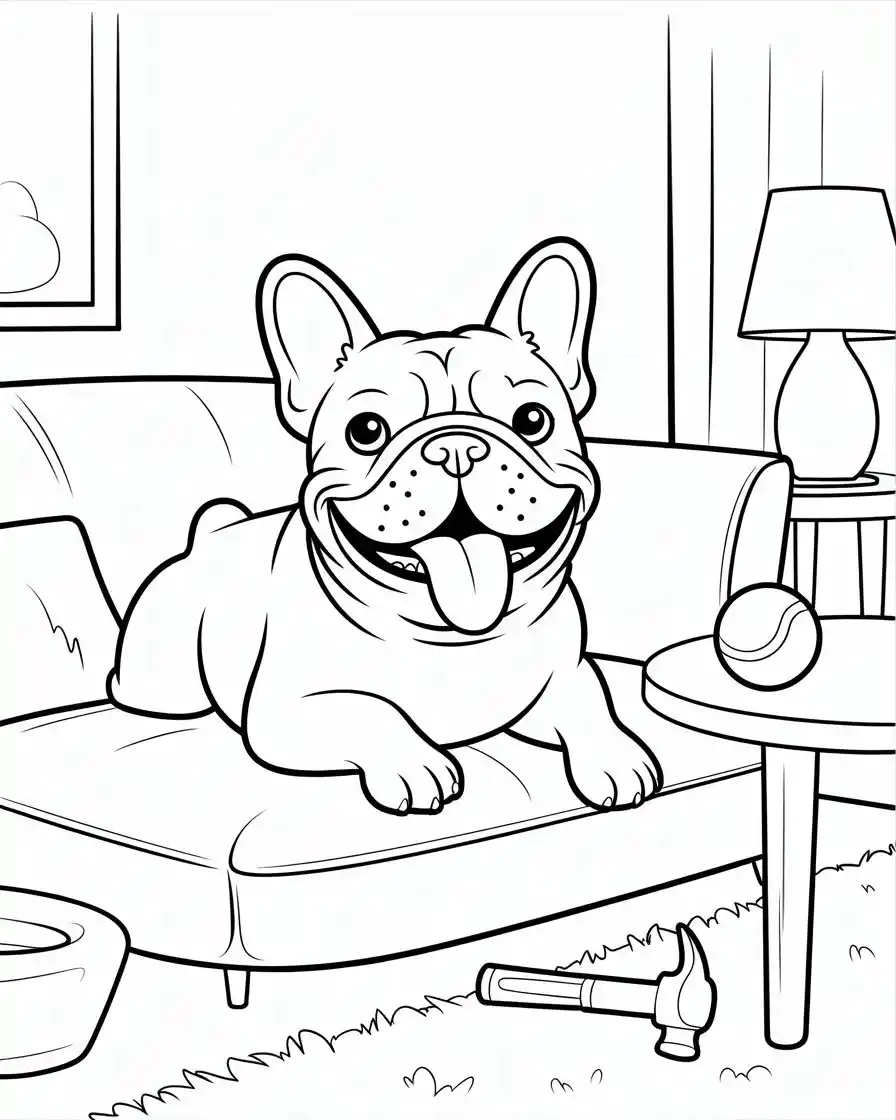 Dog Coloring Pages 69 smiling french bulldog on sofa