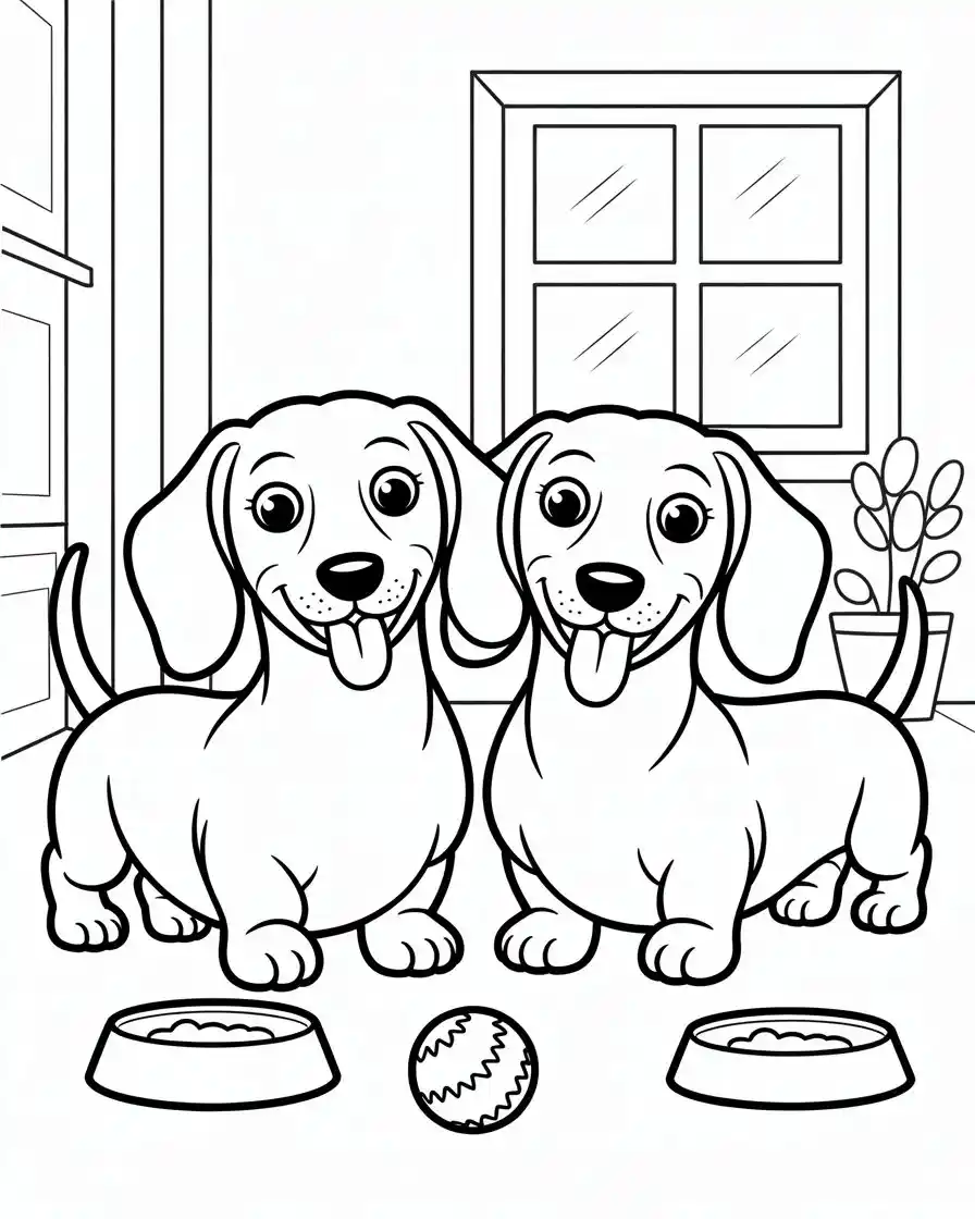 Dog Coloring Pages 71 two dachshunds posing for picture