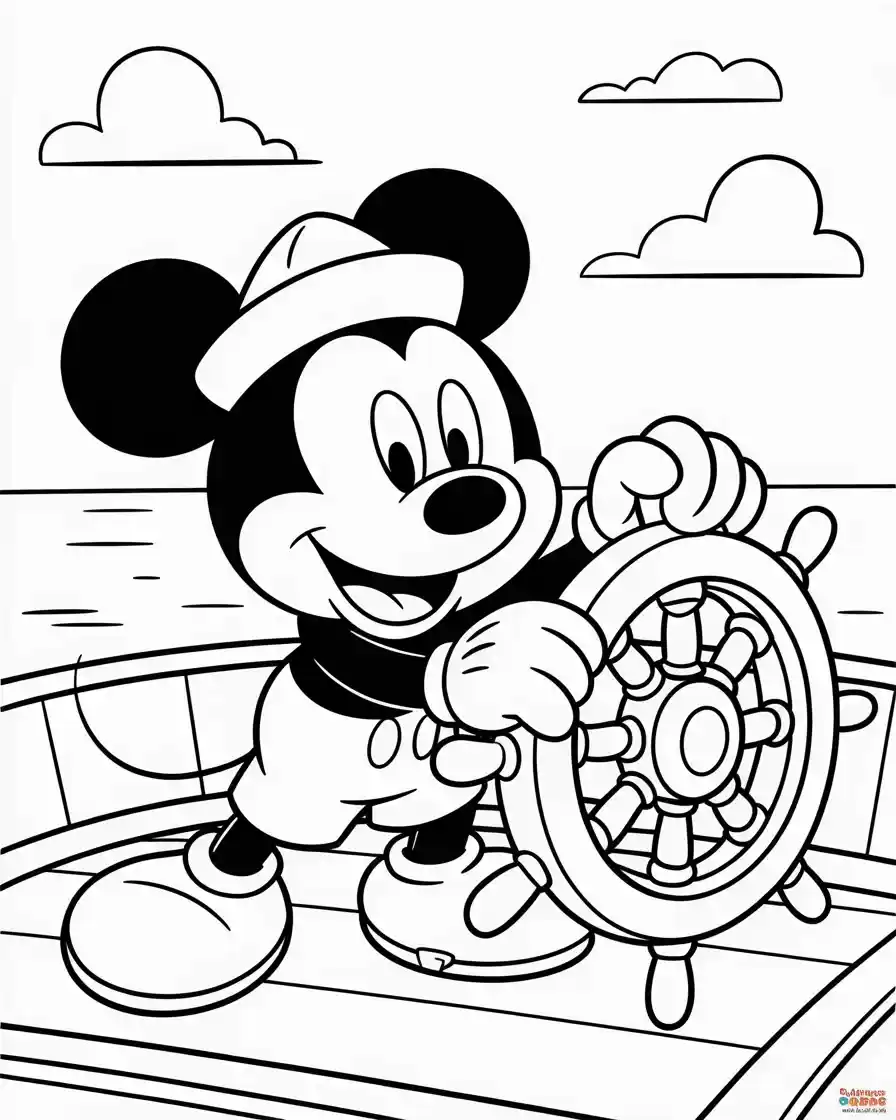 Mickey Mouse Coloring Pages 35 vintage mickey mouse on steam boat