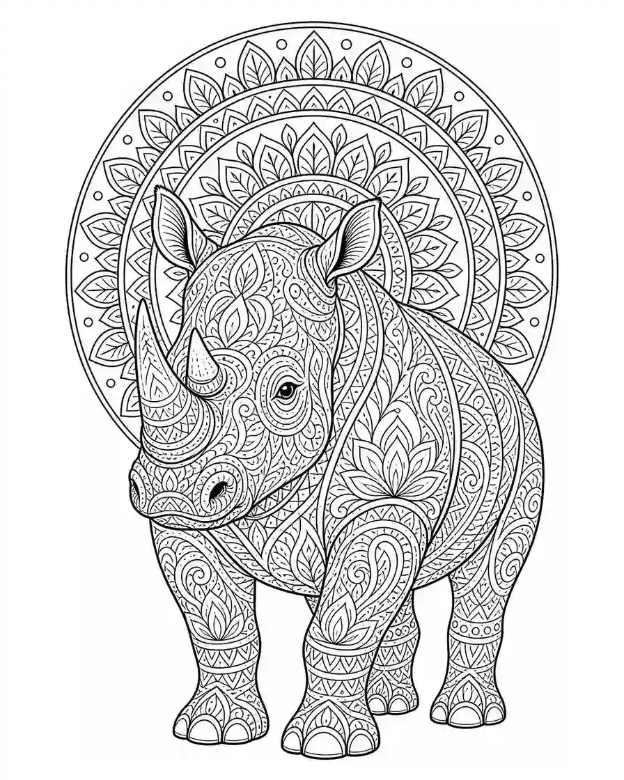 Animal Coloring Pages 47 rhinoceros coloring pages mandala style